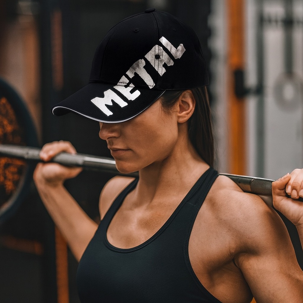 Powerlifting Black Metal Women’s Curved Bill‎ Cotton Hat, One Size, Adjustable